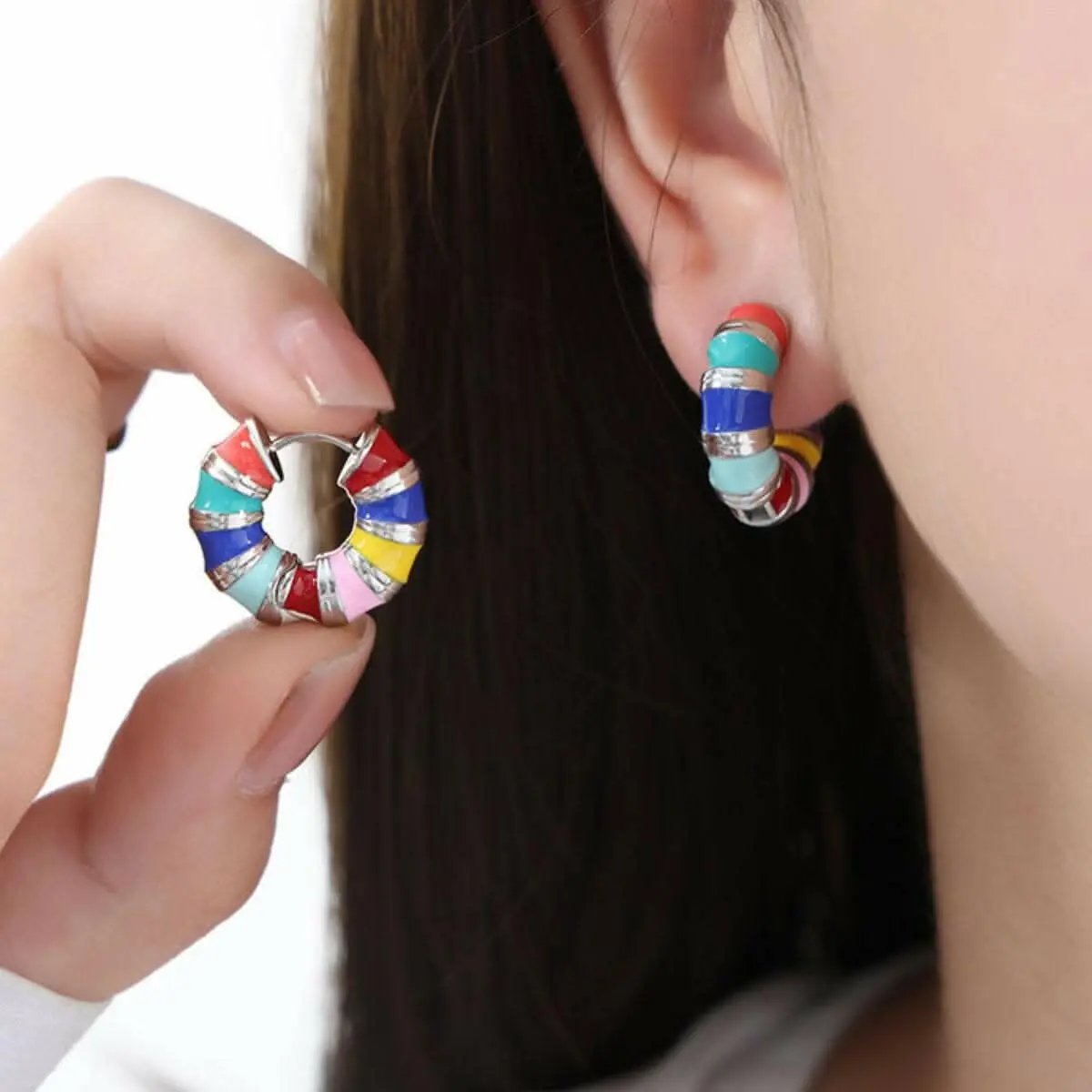 Elegant titanium hoop earrings - Love Salve